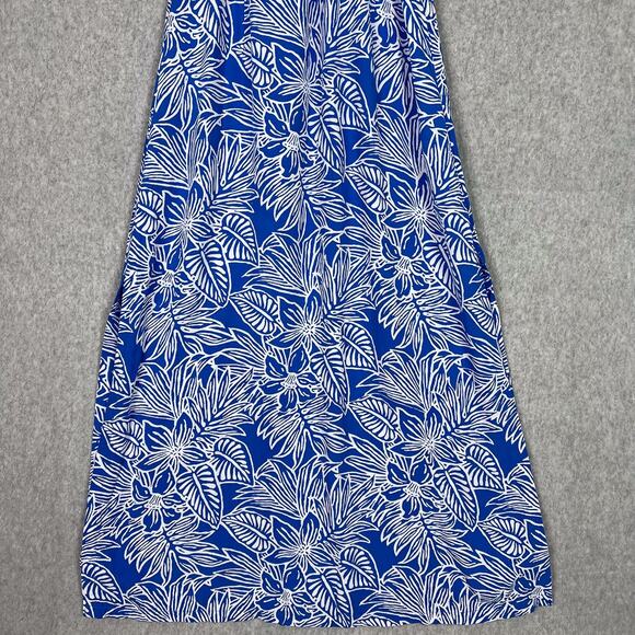 Blue Ginger Blue Floral Hawaiian Sleeveless Halter Neck Midi Dress Size XS - Picture 9 of 11